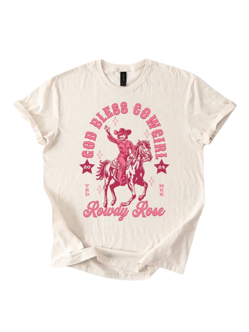 Gildan 'God Bless Cowgirl' Pink Graphic Tee